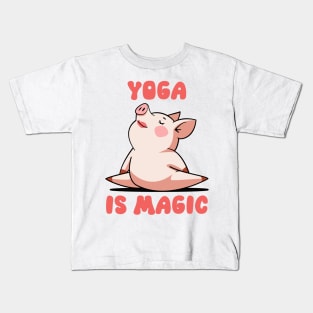 Zen Piggy - Yoga Is Magic Kids T-Shirt